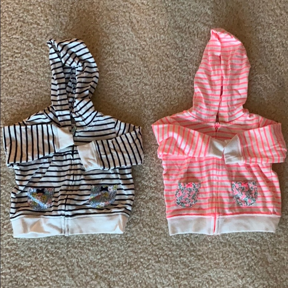 Twin girl zipper hoody striped set